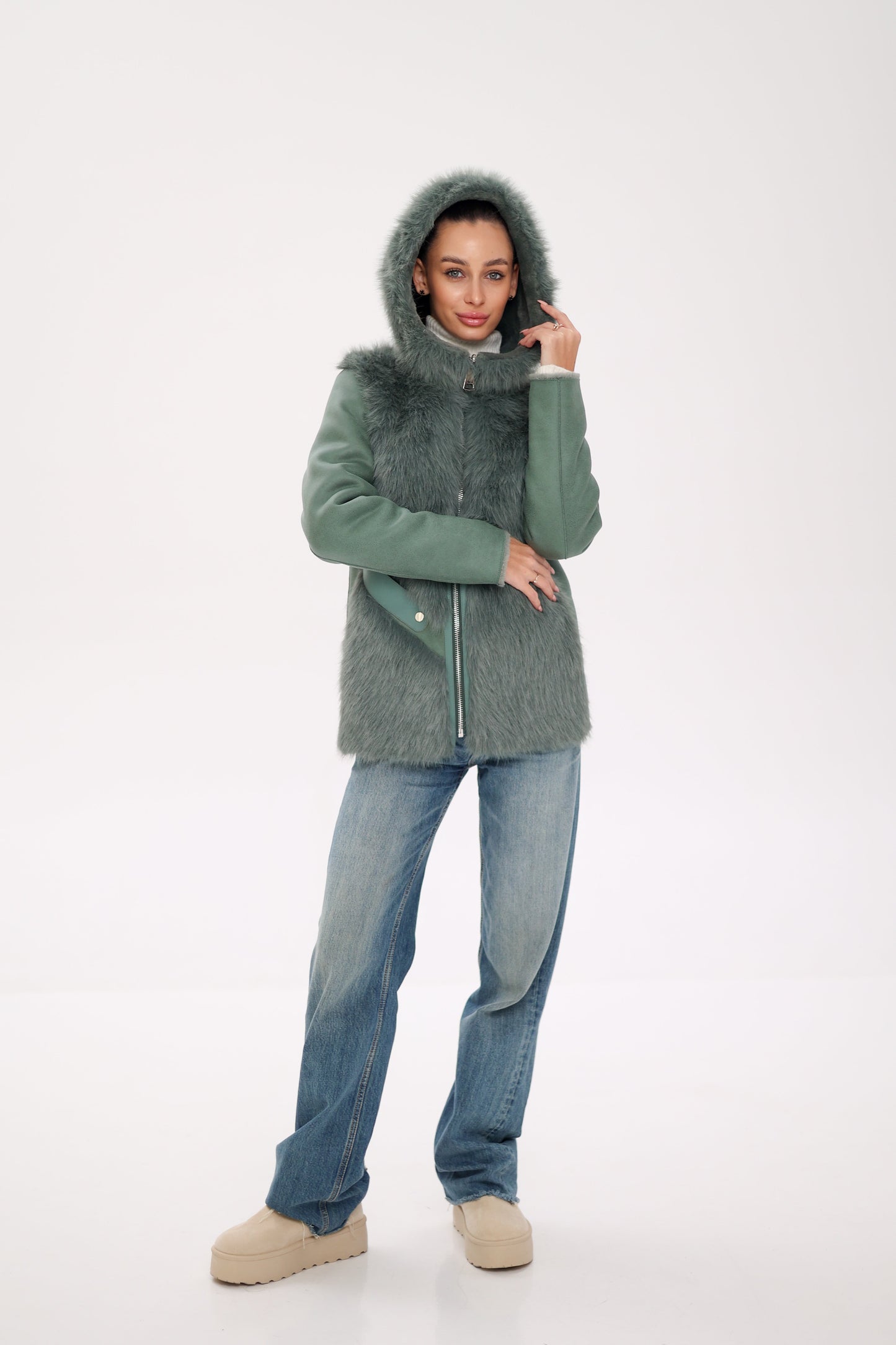 ⇆ Reversible Hooded Wool Blend Jacket
