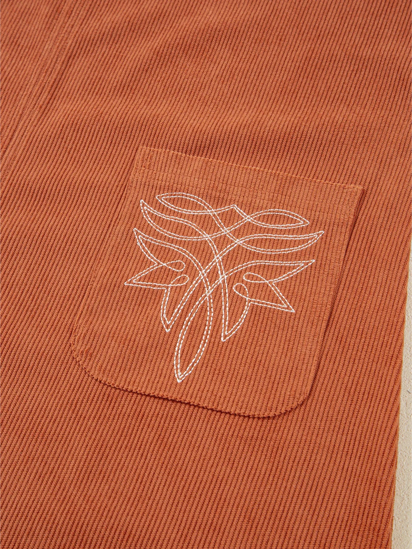 Corduroy Western Embroidered Patched Pocket Shift Sleeveless Mini Dress