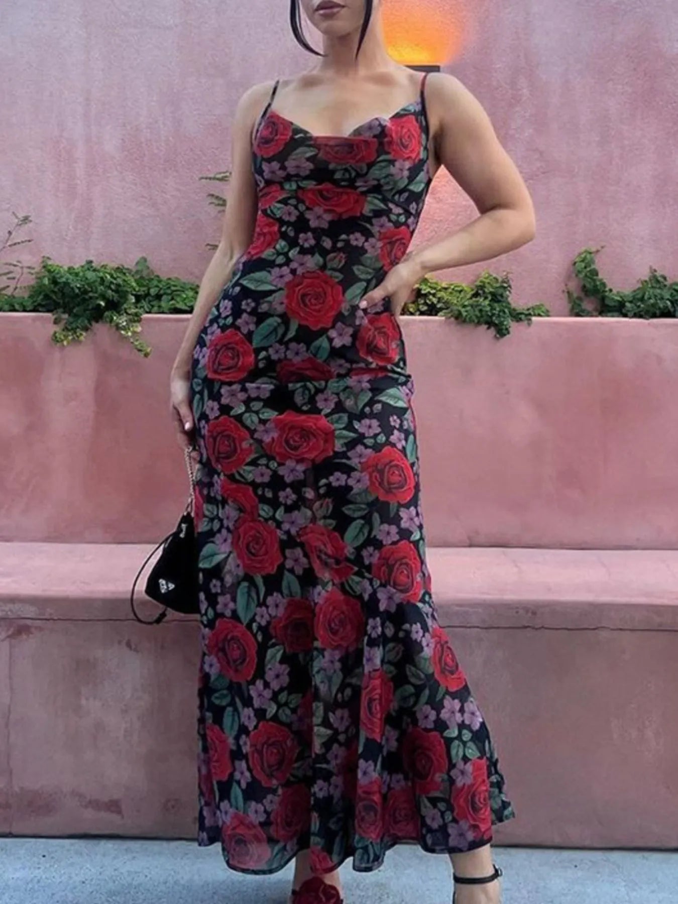 Floral Print Bodycon Maxi Dress