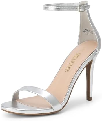 Women's Floral Ankle Strap Stiletto Heeled Sandals – Open Toe Dressy Party Shoes