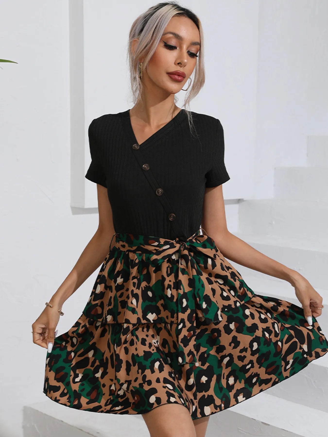 Leopard Short Sleeve Dress