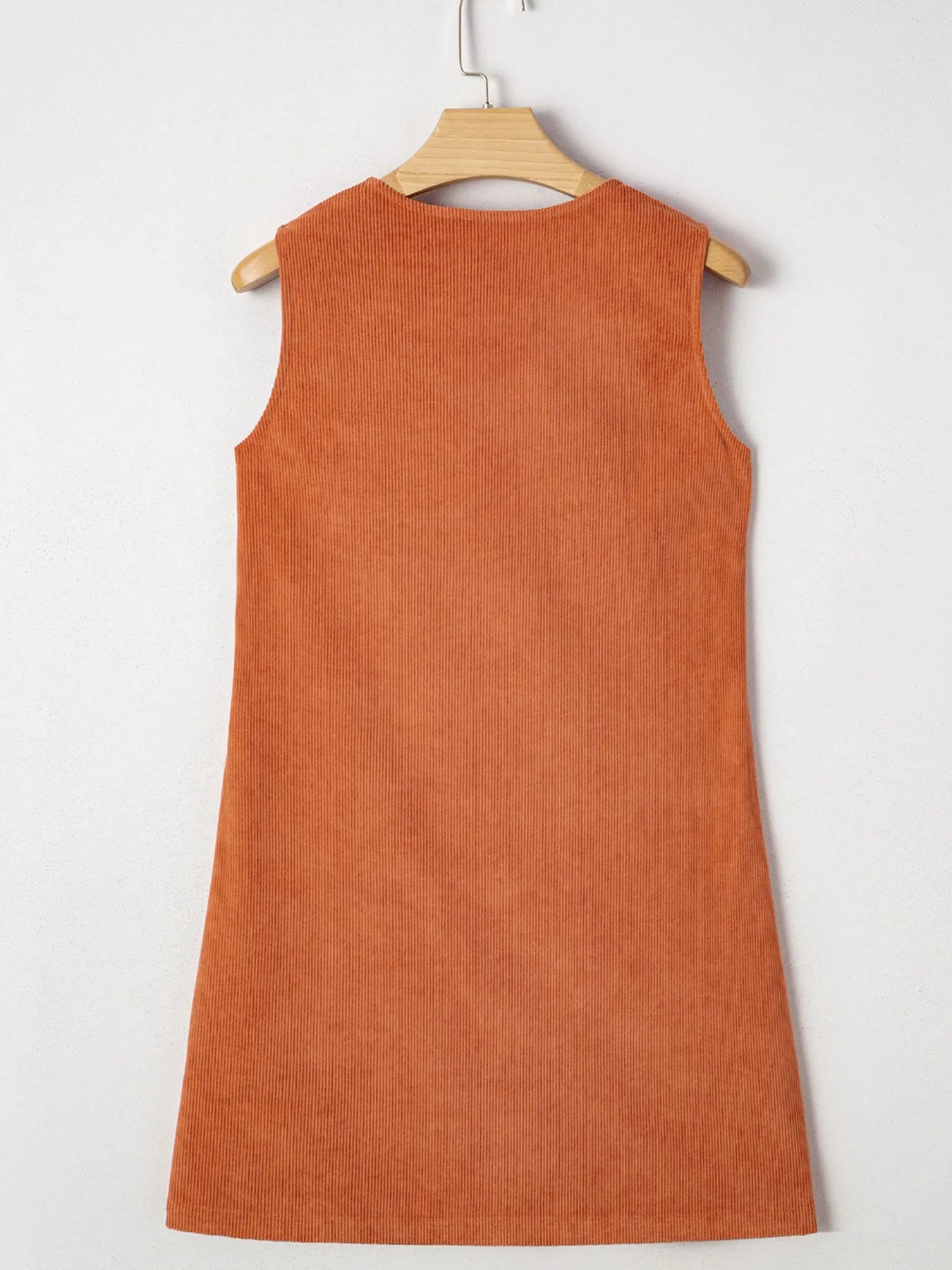 Corduroy Western Embroidered Patched Pocket Shift Sleeveless Mini Dress