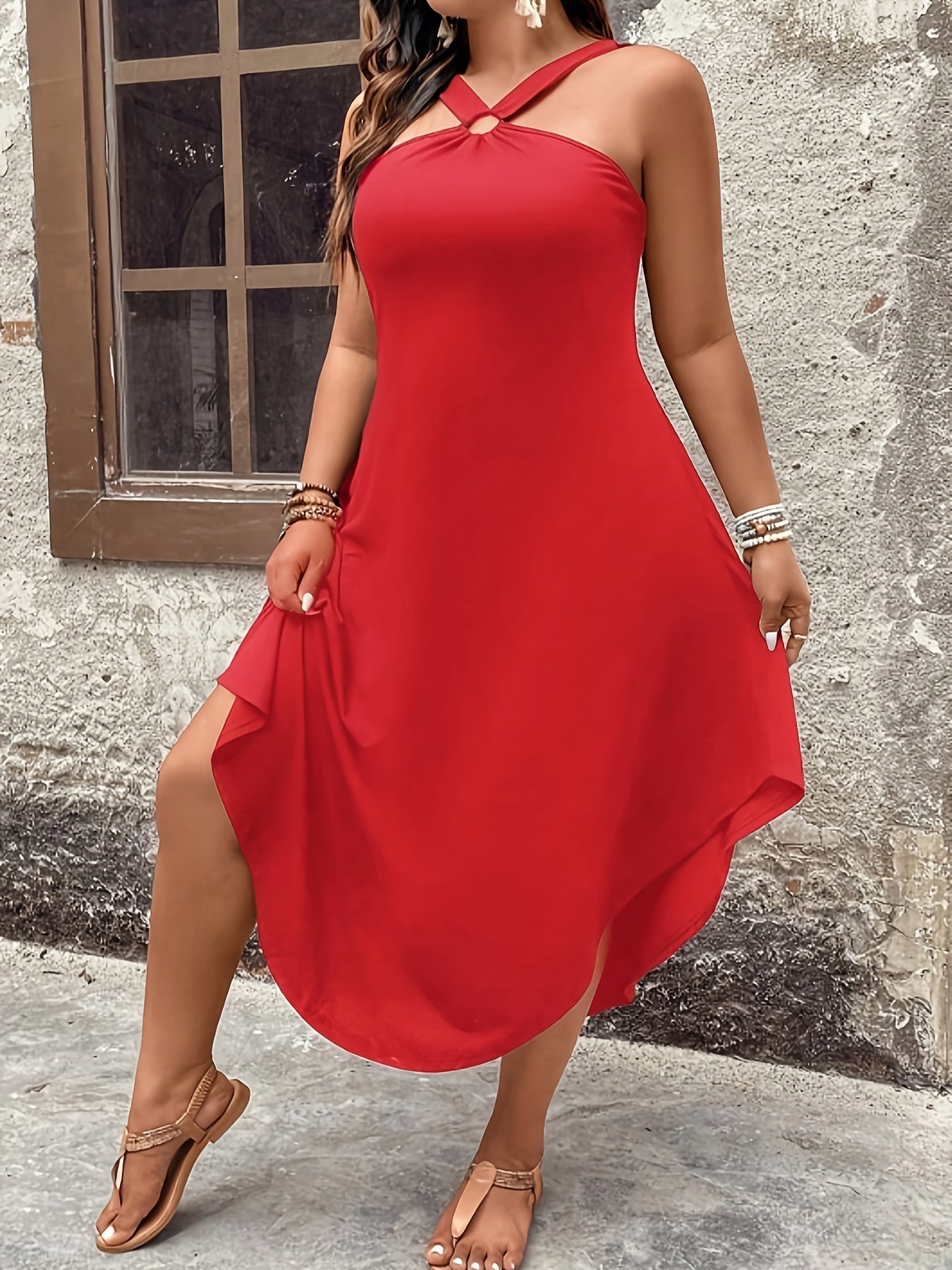 Effortless Style Knit Plus Size Halter Dress