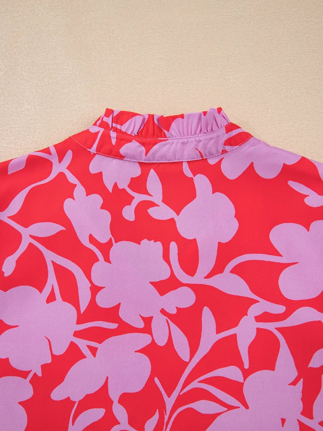 Floral Print Ruffle Hem Shirt Dress