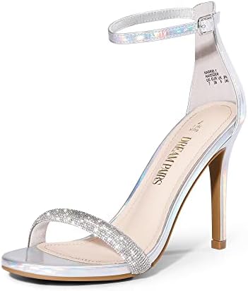 Women's Floral Ankle Strap Stiletto Heeled Sandals – Open Toe Dressy Party Shoes