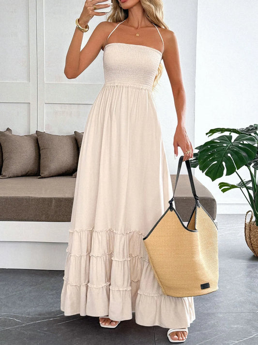 Halter Neck Tiered Maxi Dress