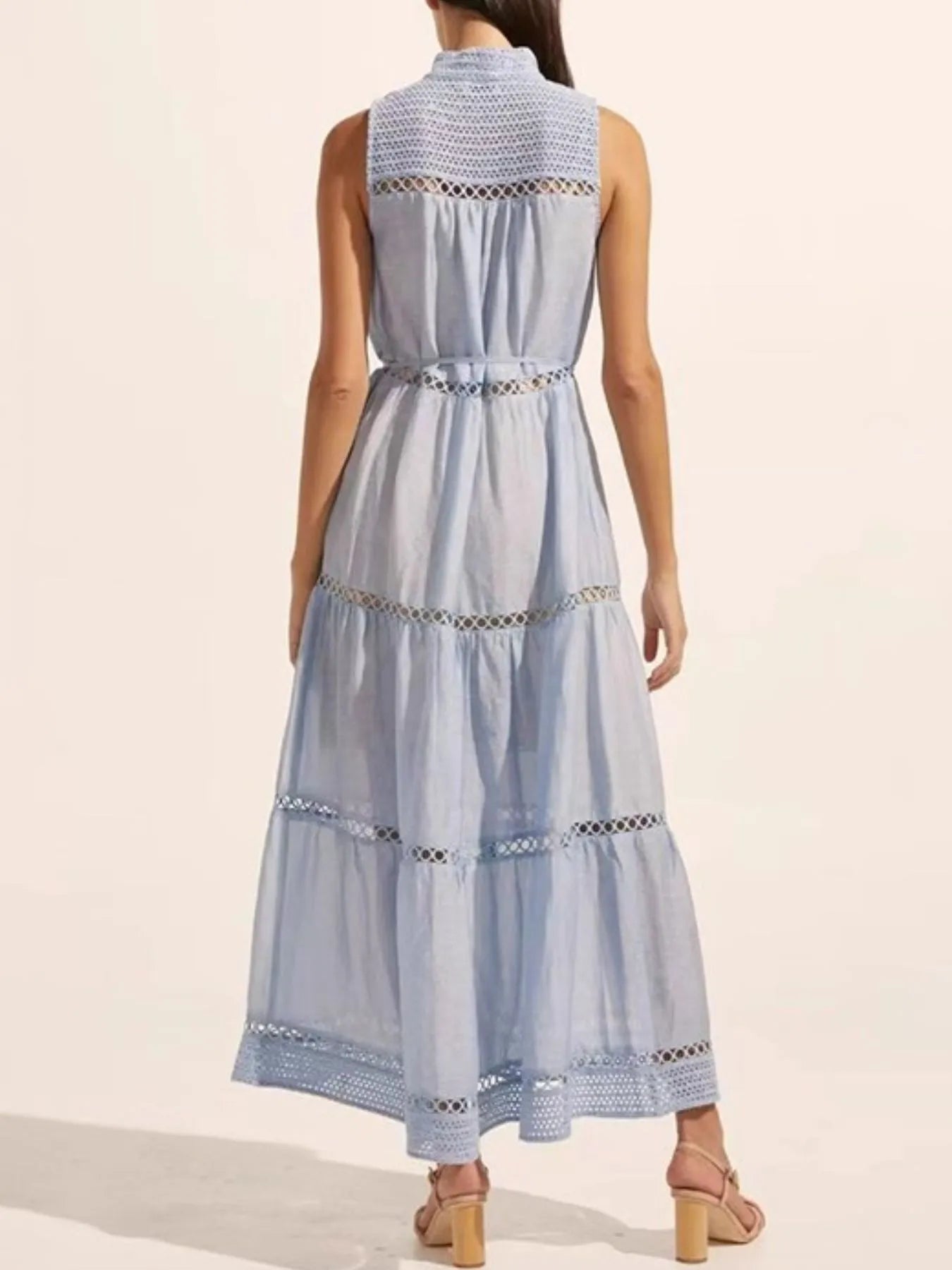 Hollow Out Sleeveless Midi Dress