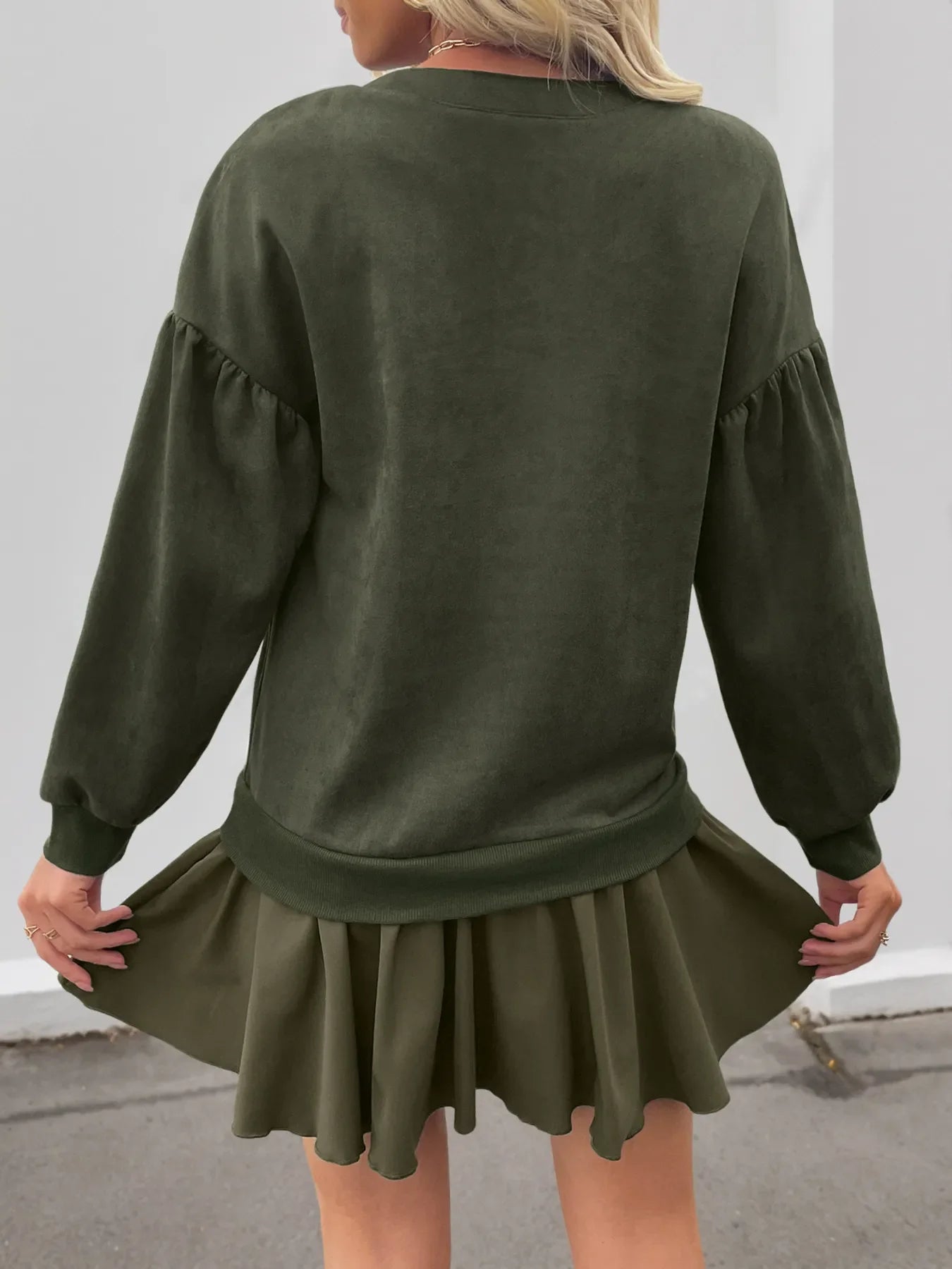 Button Front Mini Sweatshirt Dress