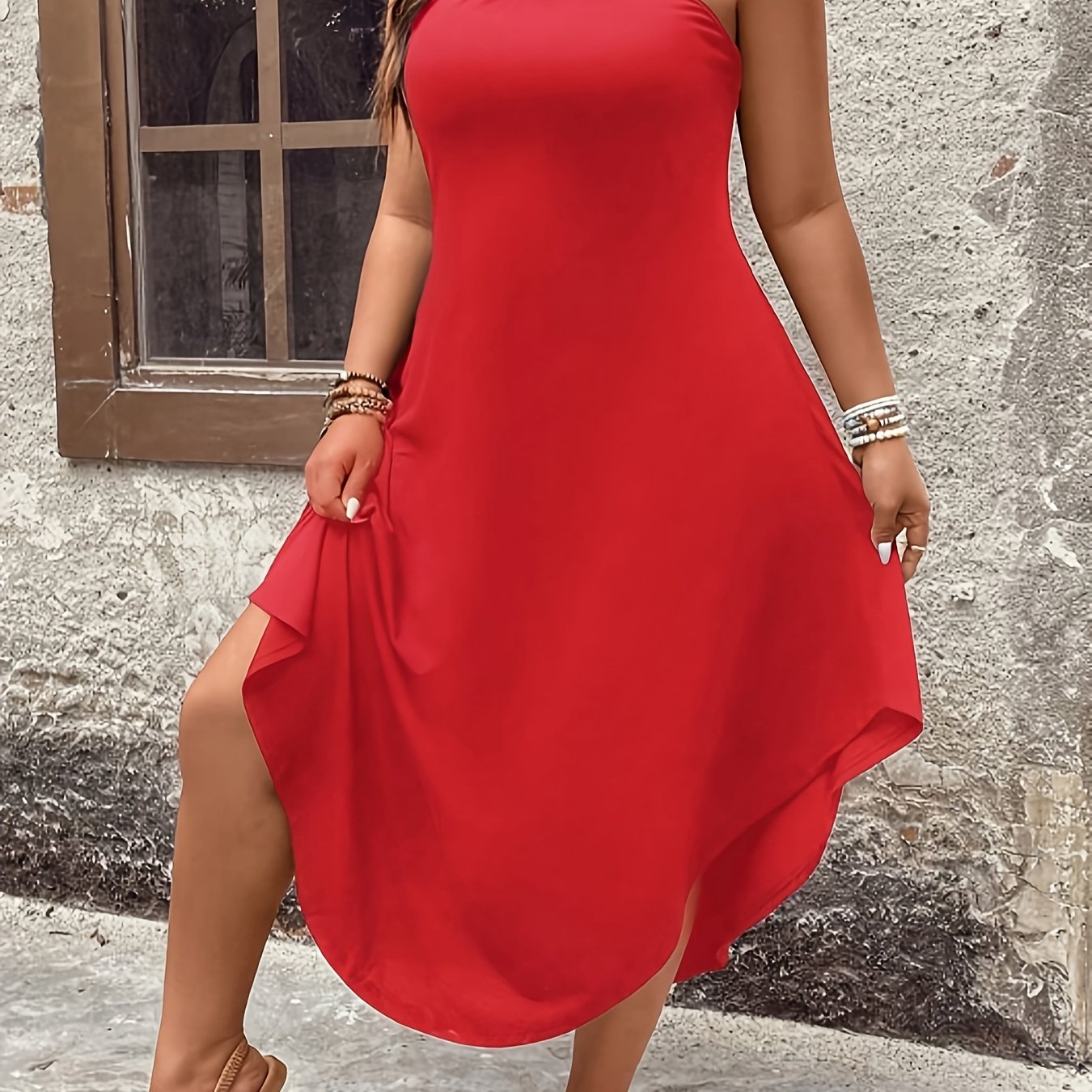 Effortless Style Knit Plus Size Halter Dress
