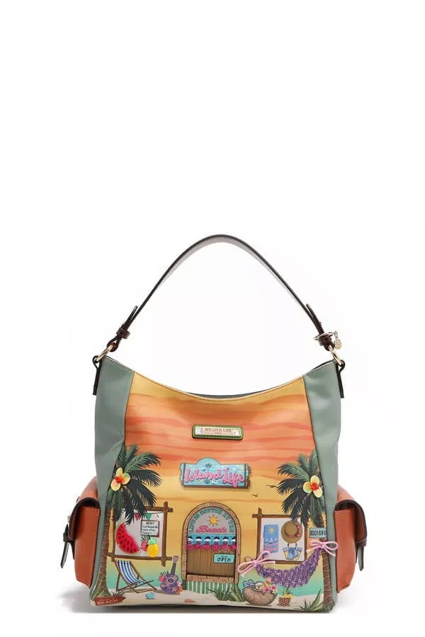 Nicole Lee Sun And Sand Hobo Handbag Pebbled Vegan Leather