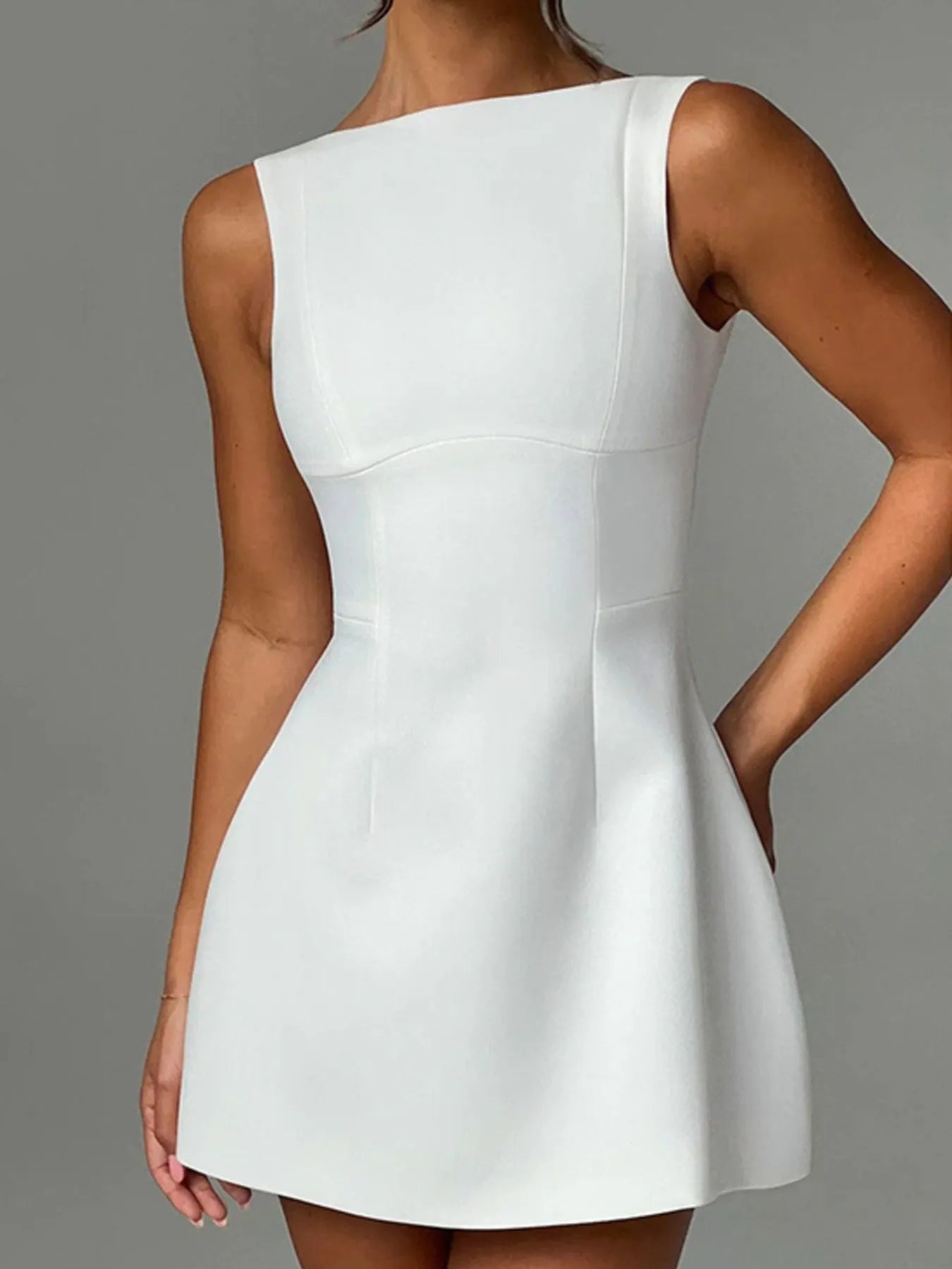 Round Neck Sleeveless Mini Dress