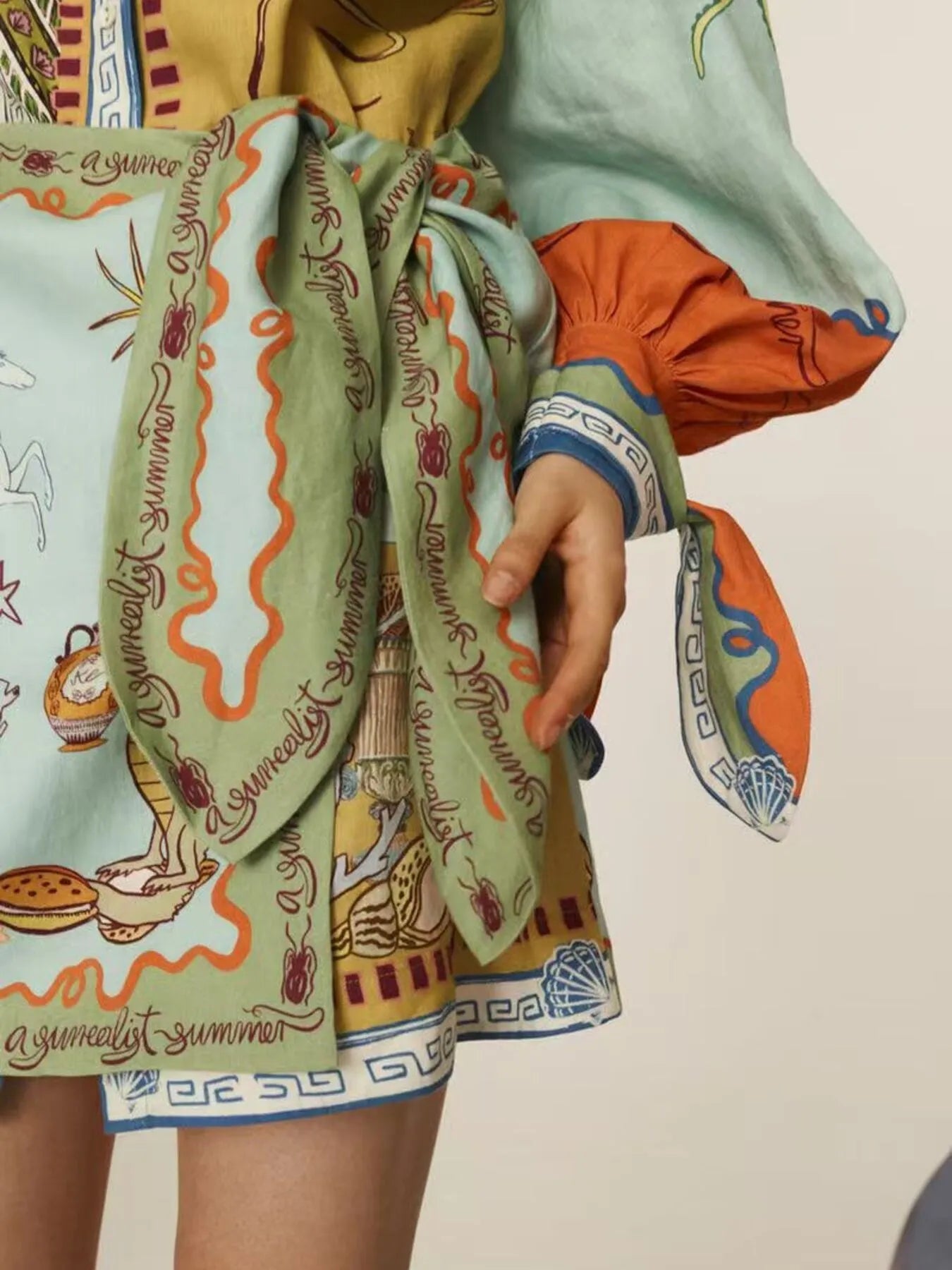 Printed Long Sleeve Shirt Dress