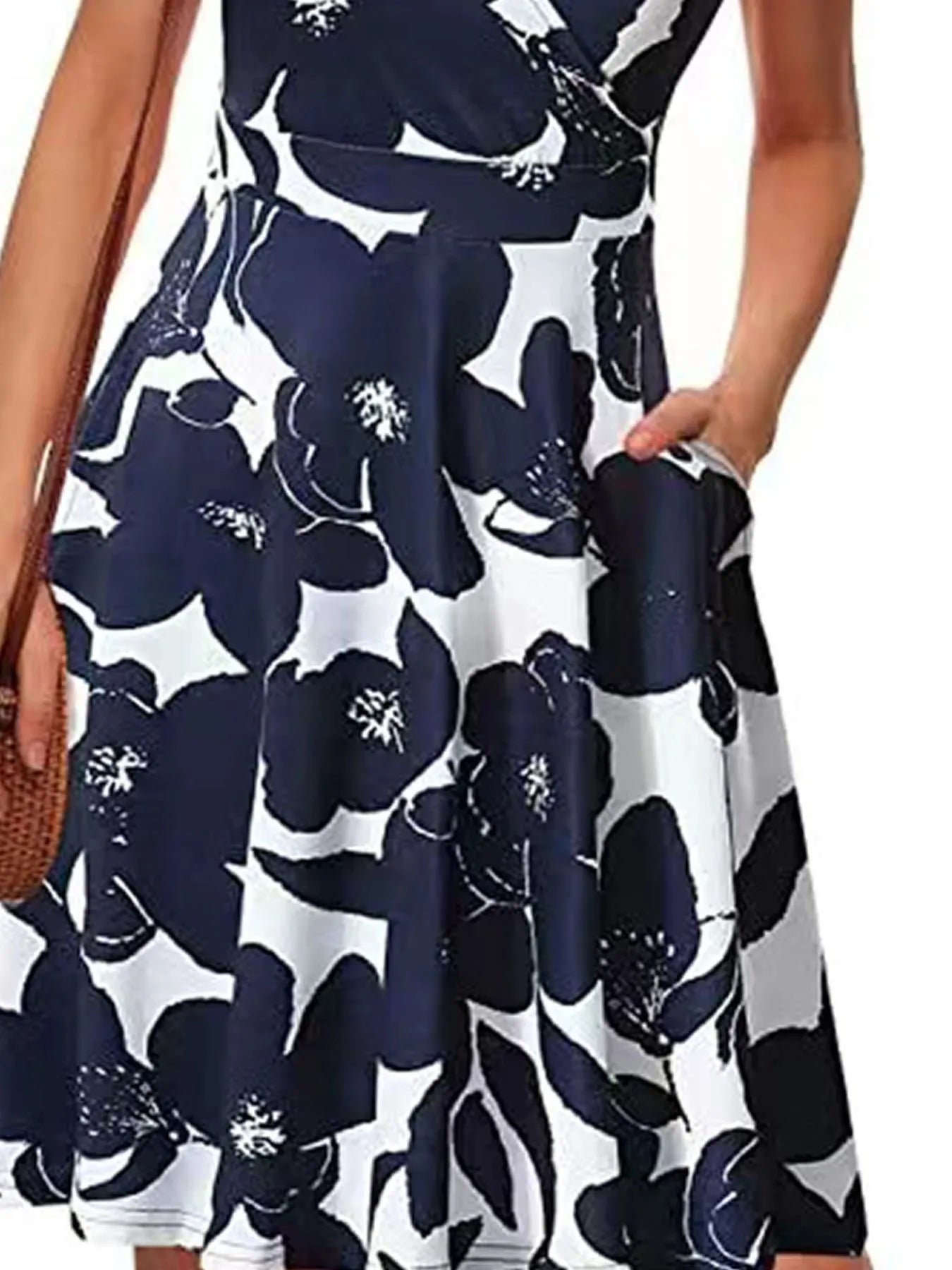 Printed Surplice Sleeveless Dress
