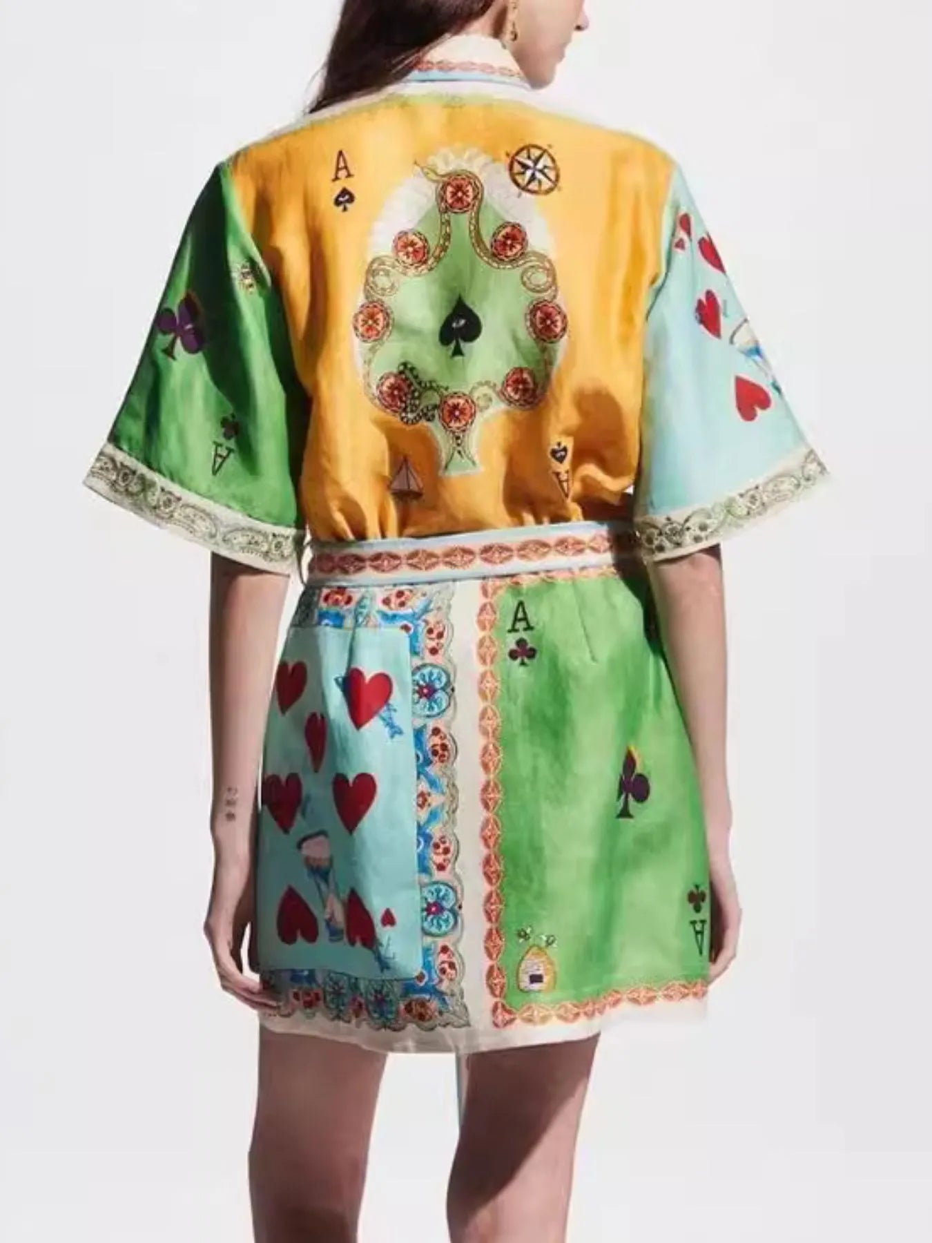 Printed Tie Waist Shirt Dress