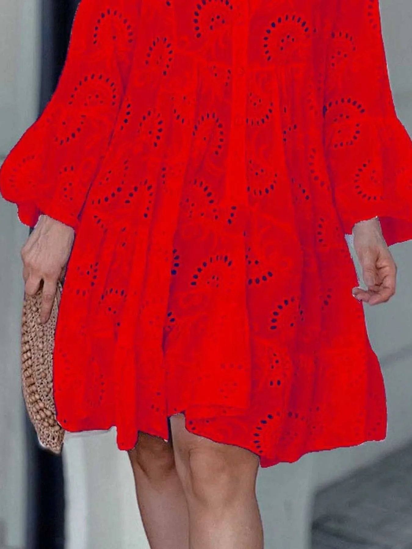 Eyelet Ruffled Hem Tiered Dress Plus Size
