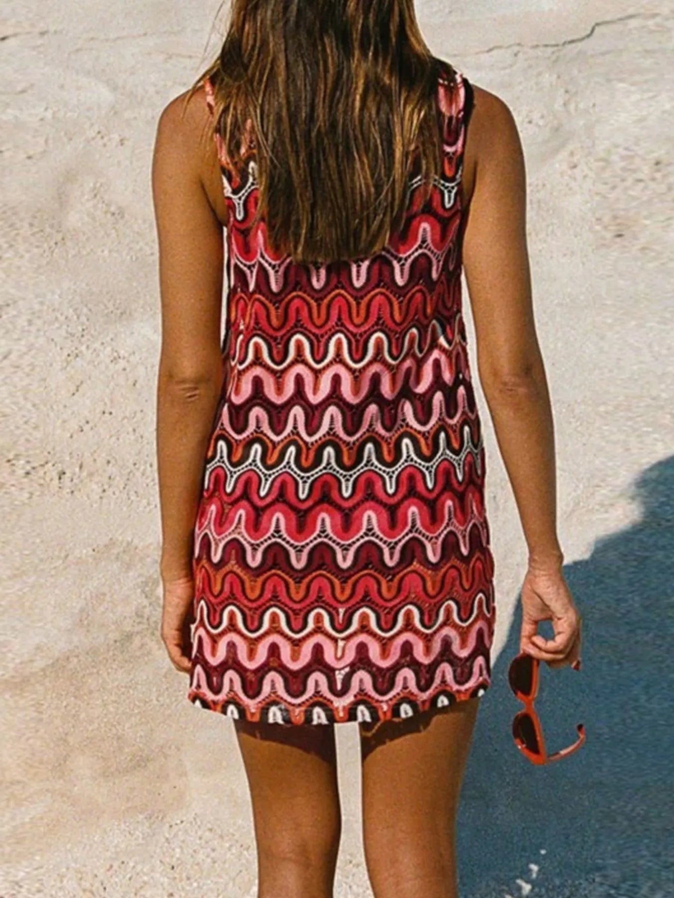 Printed Round Neck Sleeveless Dress