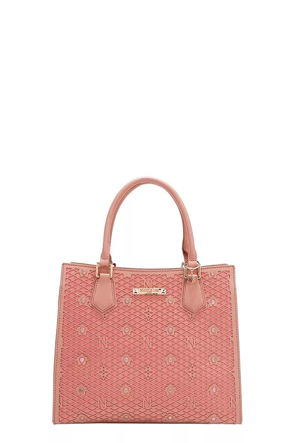Nicole Lee USA Structured Tote Bag Monogram Print Pattern