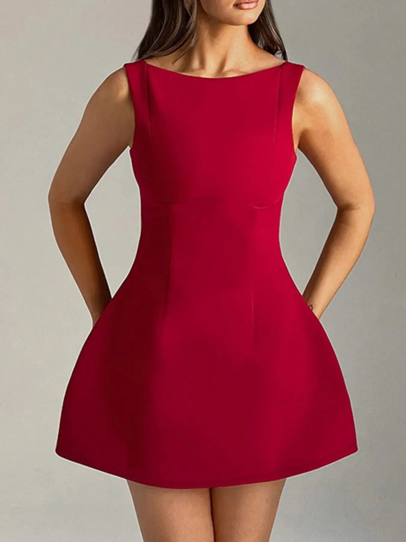 Round Neck Sleeveless Mini Dress