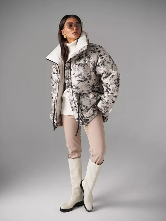 Manteau en duvet jacquard monochrome