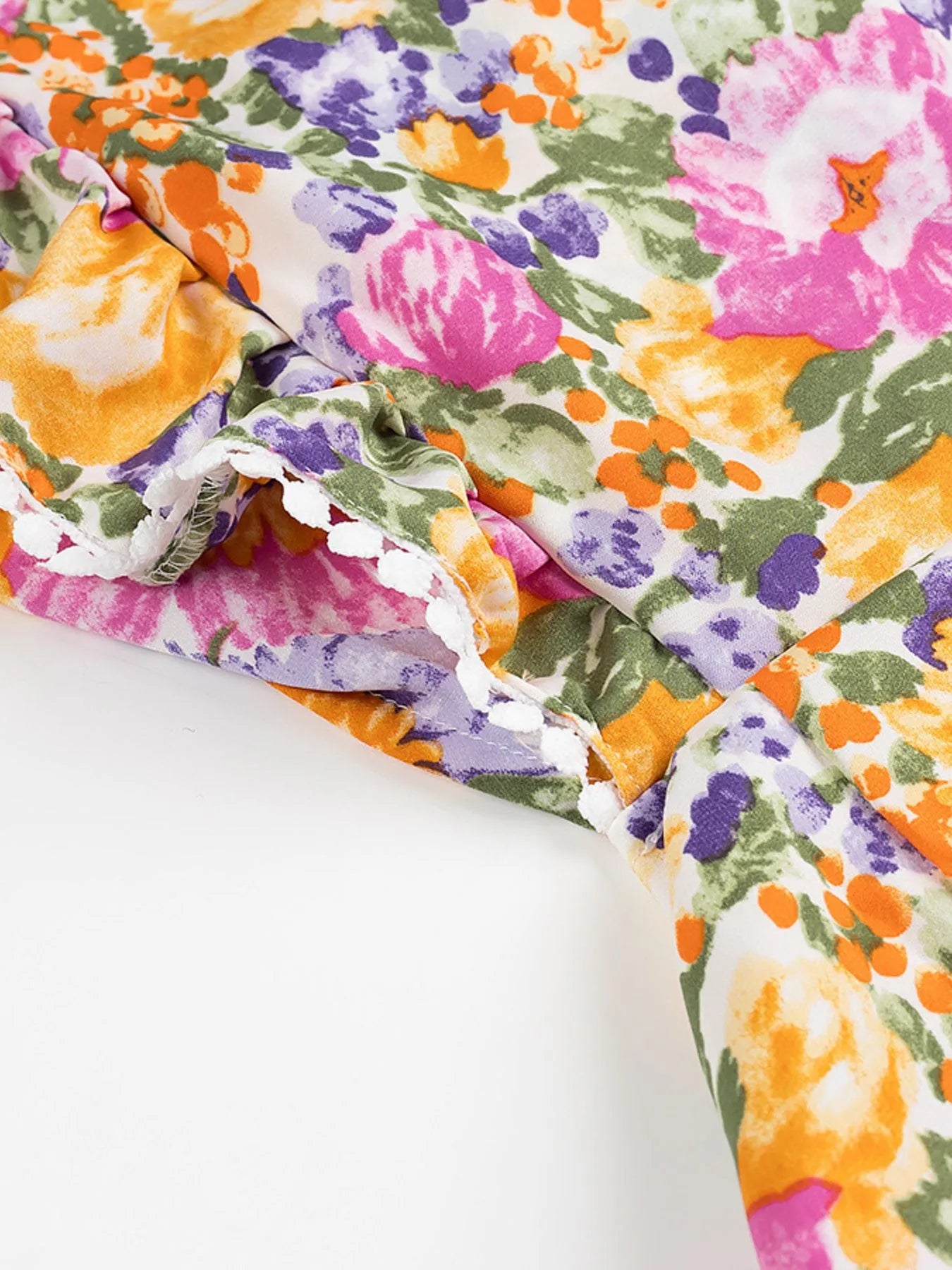 Floral Print Ruffled Hem Dress