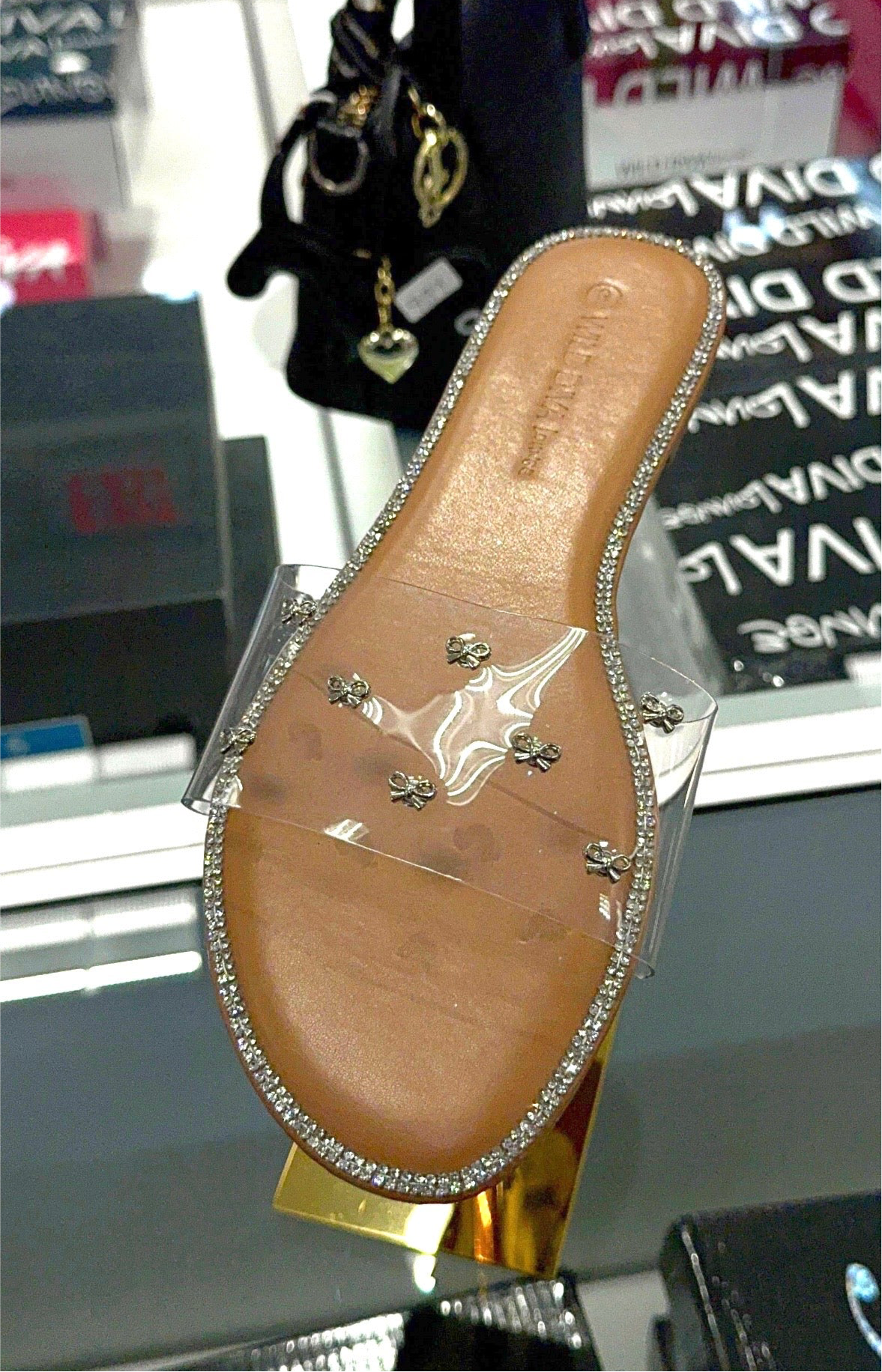 Clear Bow Glamour Slides – Cushioned Slip-On Summer Sandals