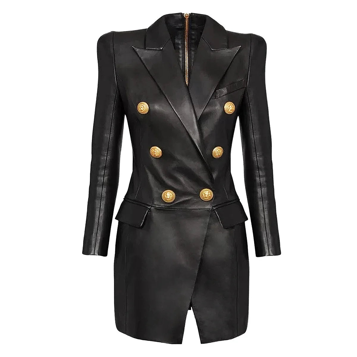 Women's PU Leather Blazer Dress 2025 - Slim Fit Office Suit, Minimalist Chic Work Attire