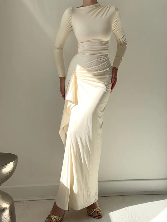 Ruched Long Sleeve Maxi Dress