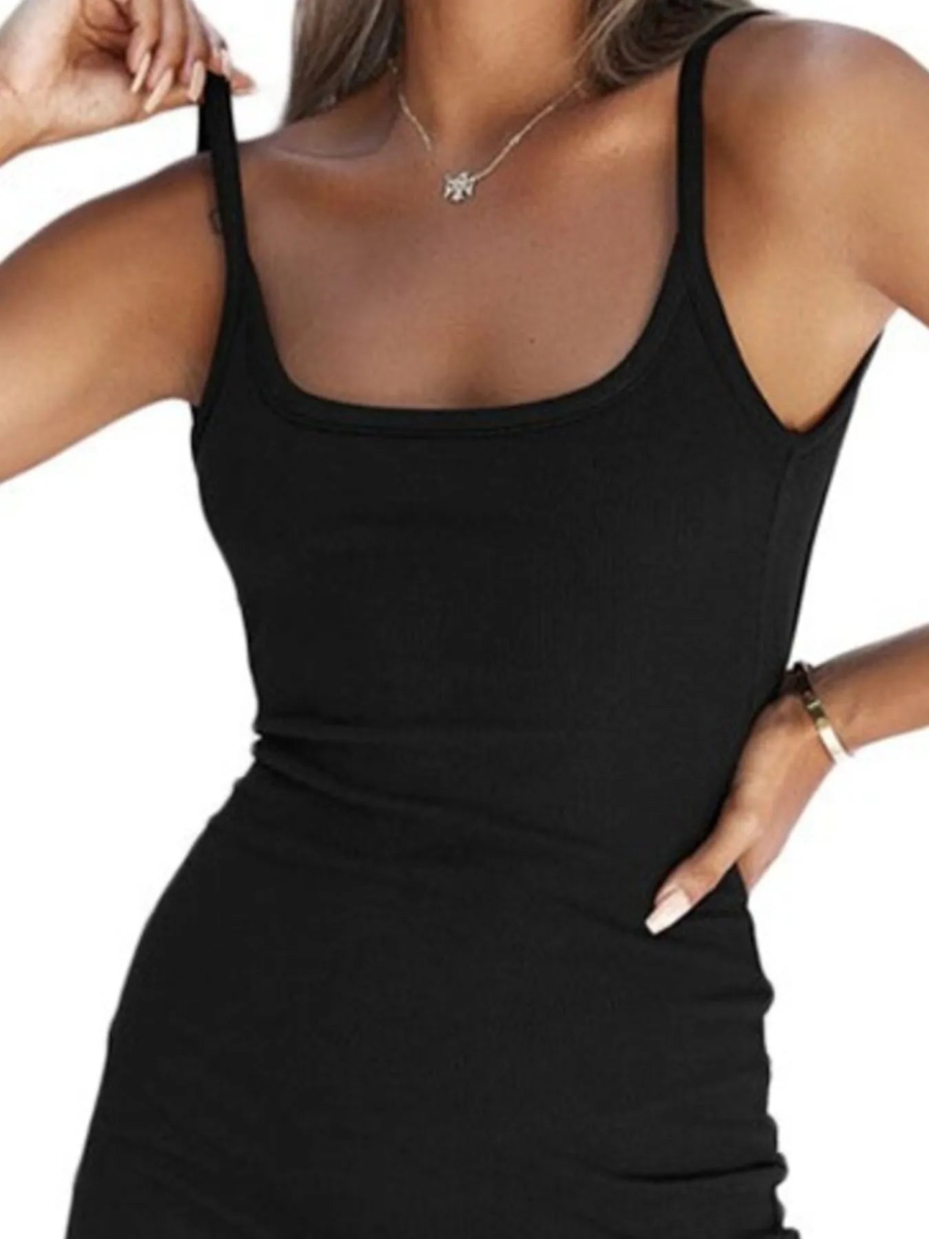 Backless Scoop Neck Bodycon Cami Dress