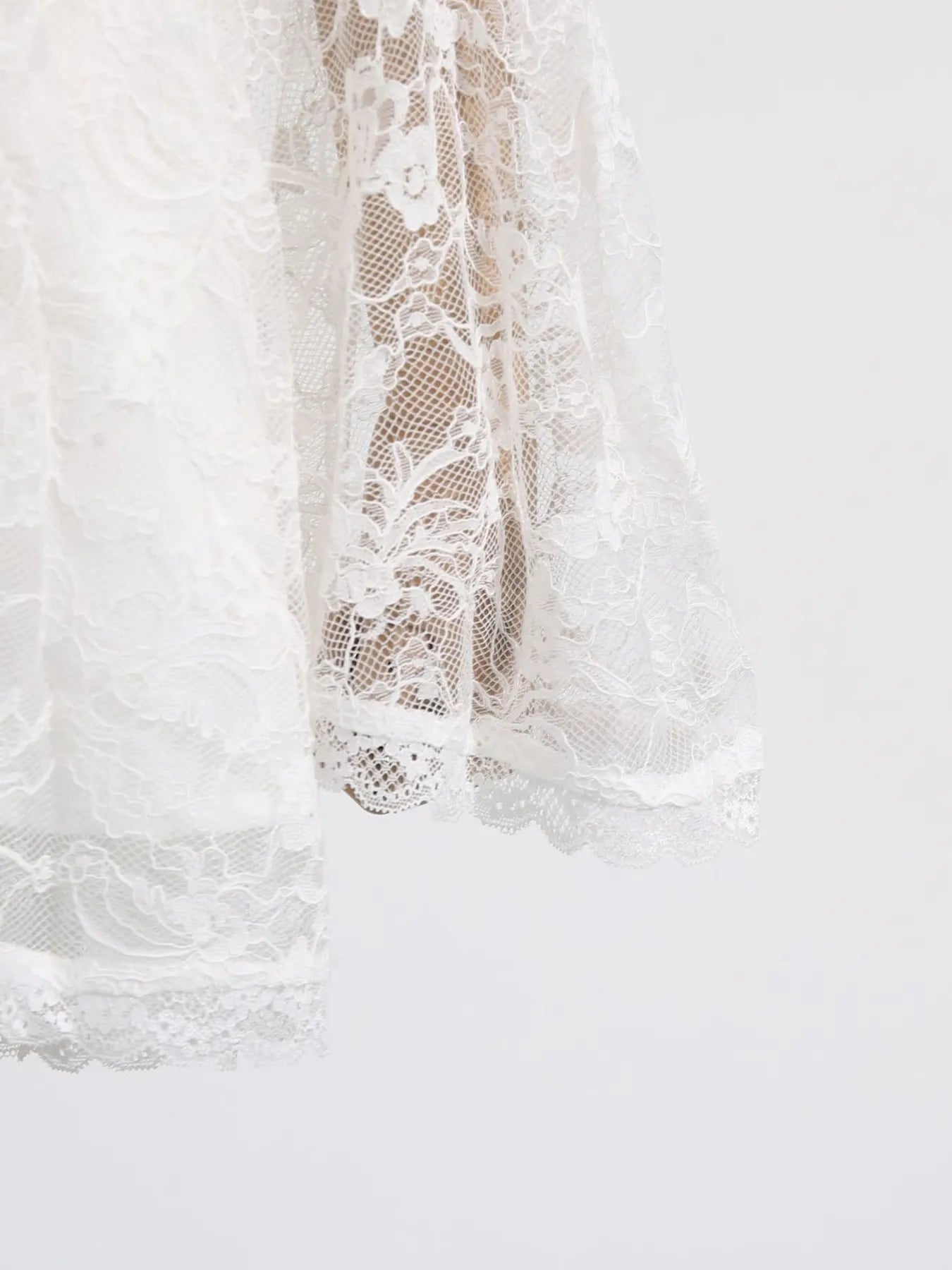 Square Neck Lace Long Sleeve Dress