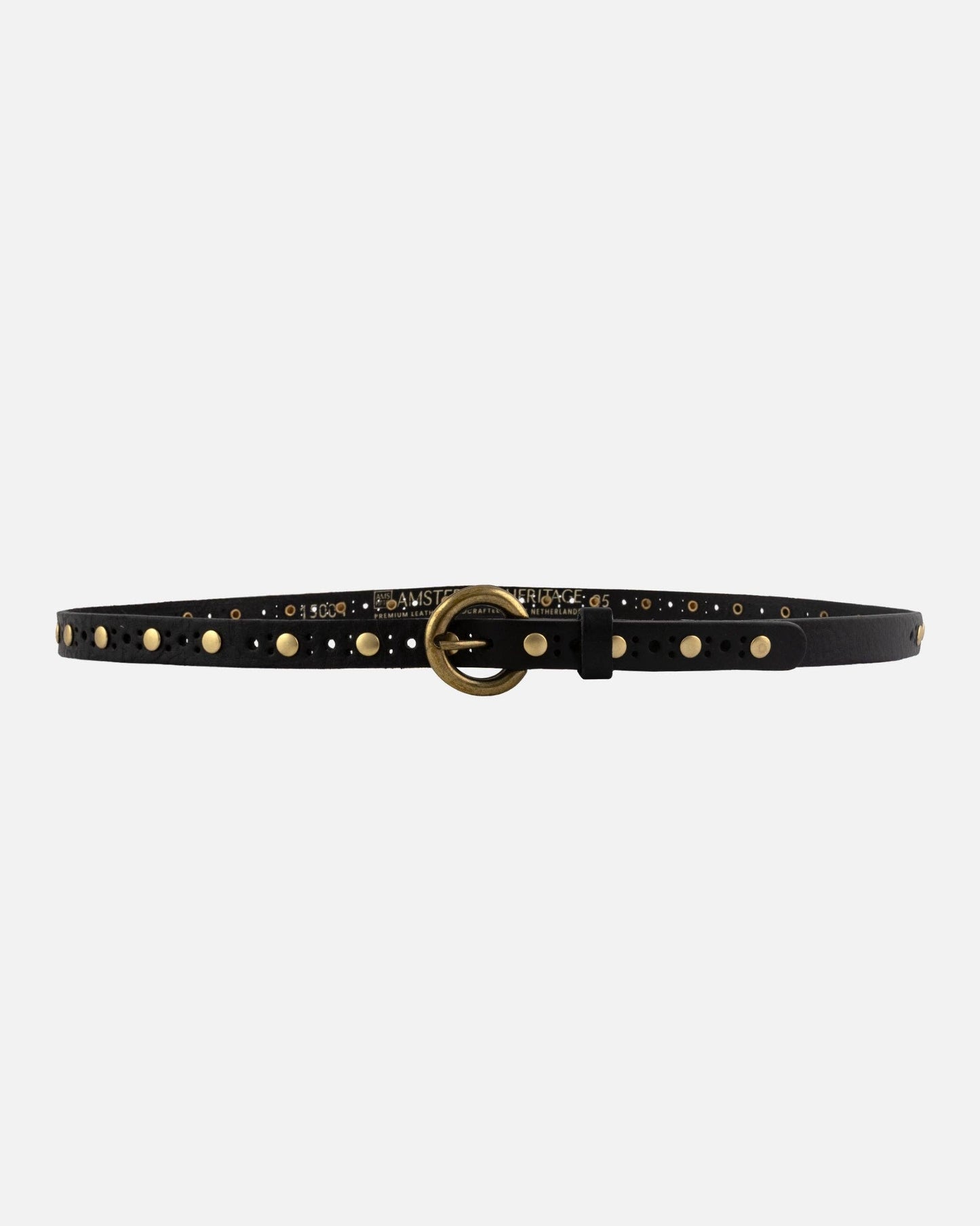 Chloe | Vintage Studded Skinny Belt - Black