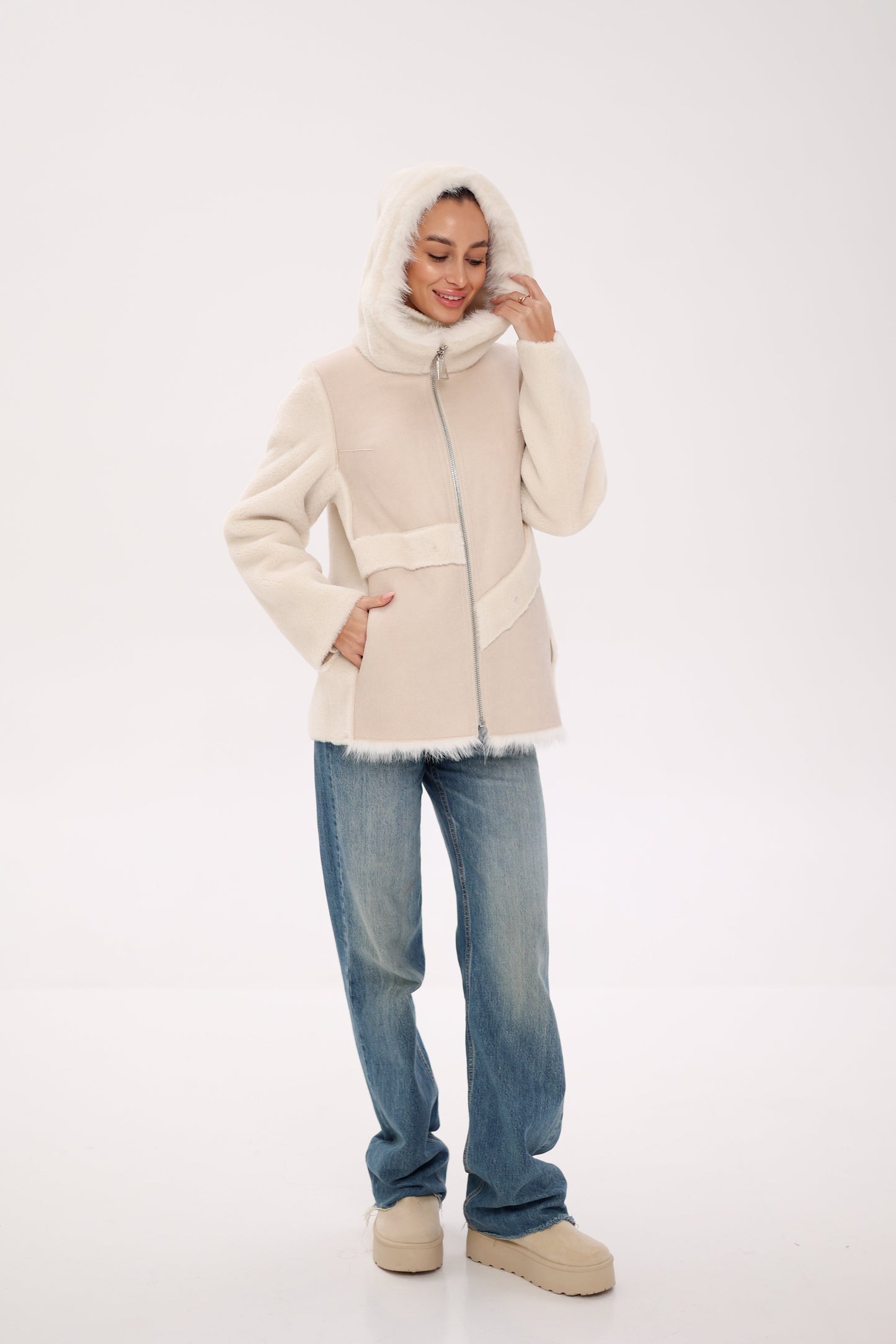 ⇆ Reversible Hooded Wool Blend Jacket