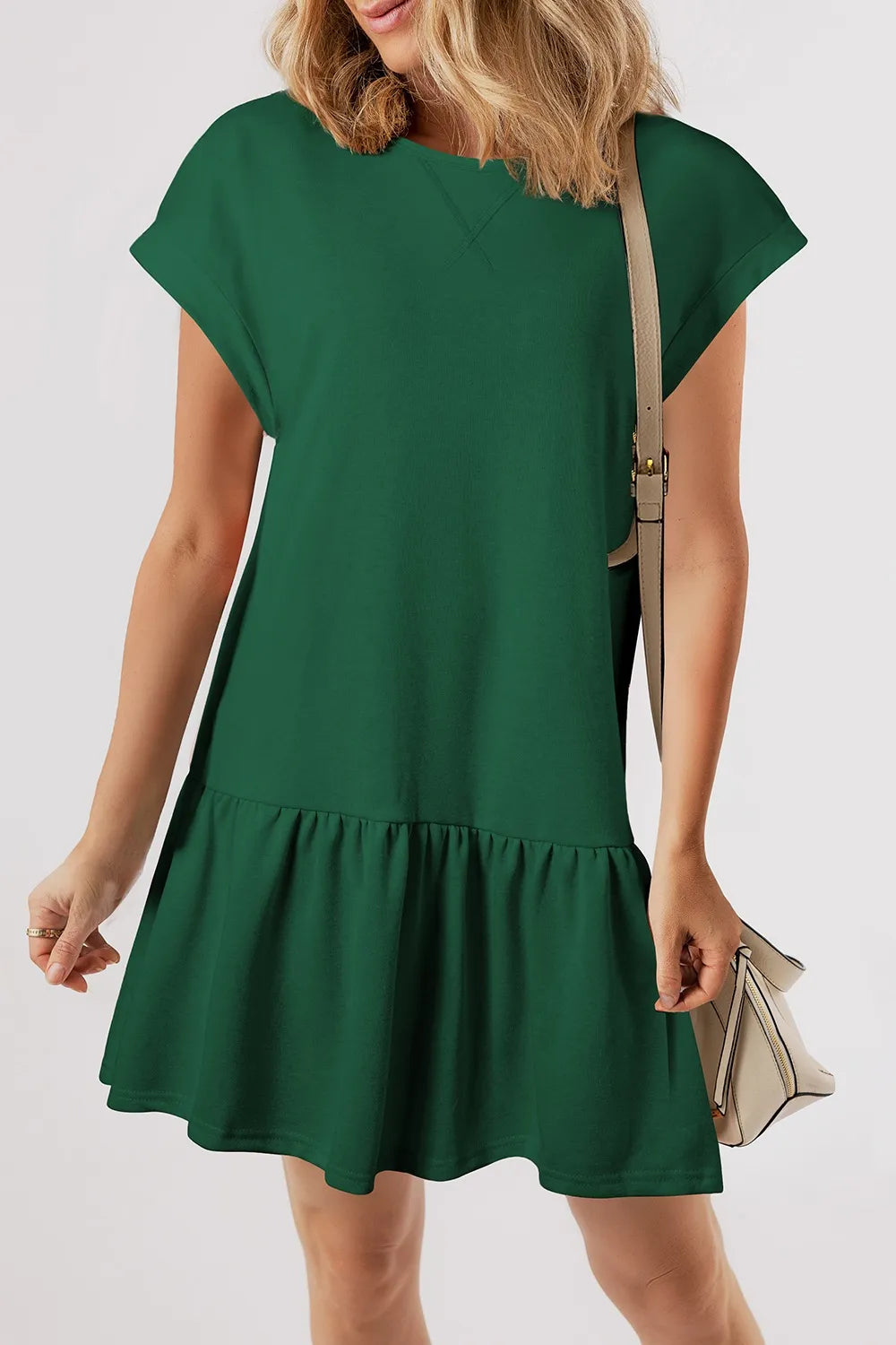 Round Neck Short Sleeve Mini Dress