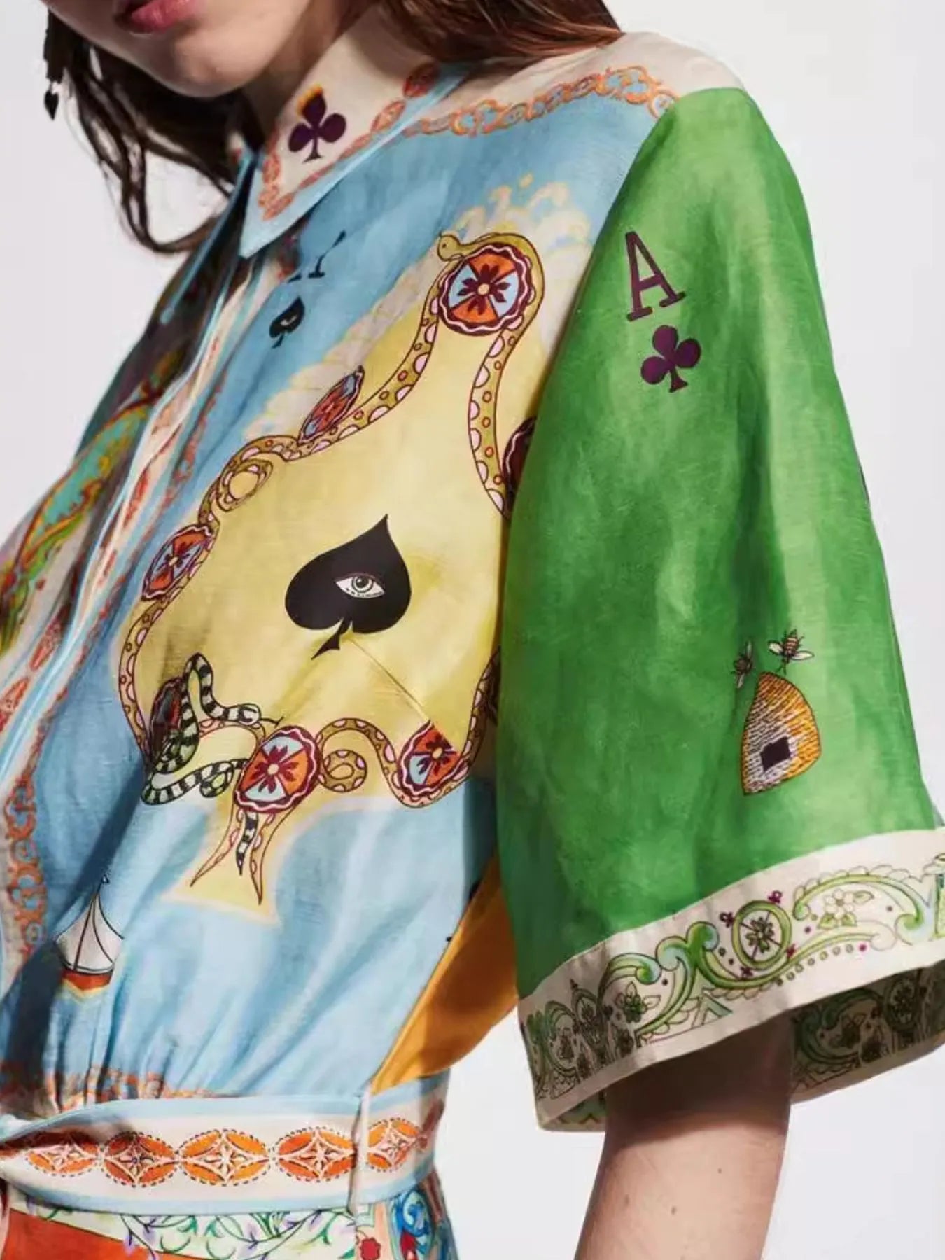 Printed Tie Waist Shirt Dress