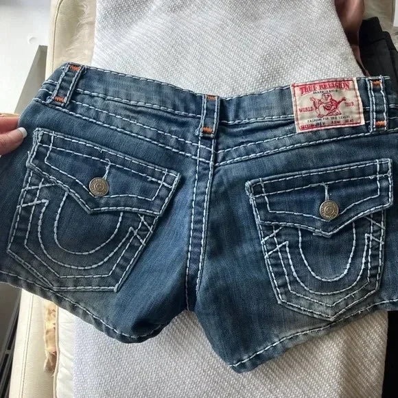 Women's retro Summer casual Buddha statue denim shorts Y2K sexy hot pants high waisted pocket embroidered street mini shorts