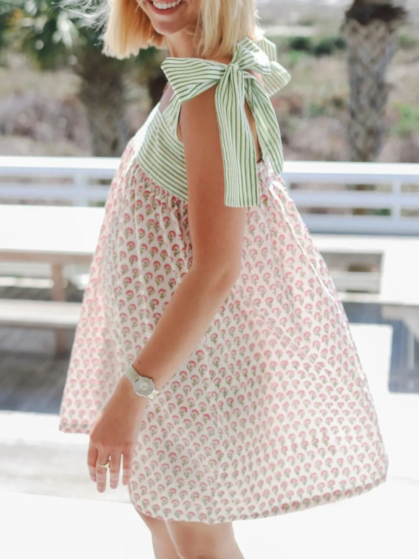 Floral Print Tie Shoulder Summer Dress