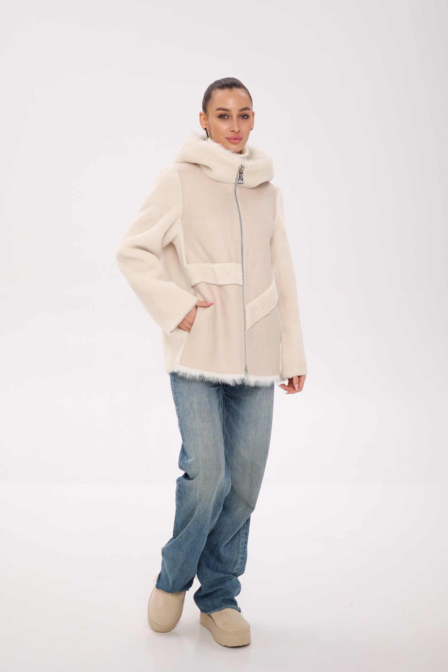 ⇆ Reversible Hooded Wool Blend Jacket