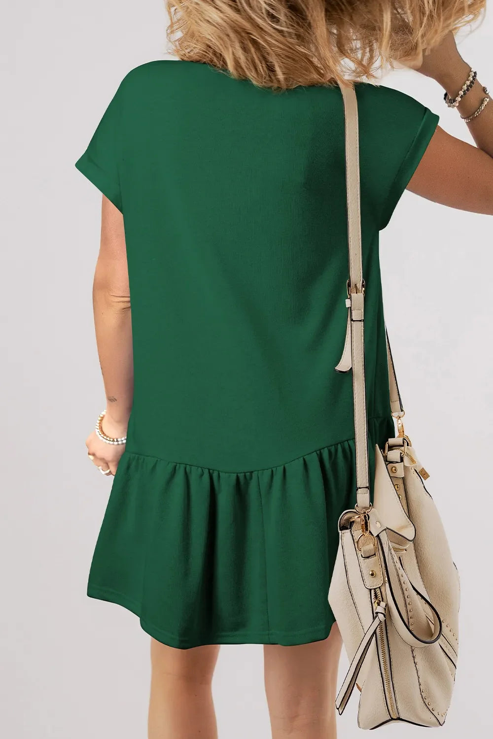 Round Neck Short Sleeve Mini Dress