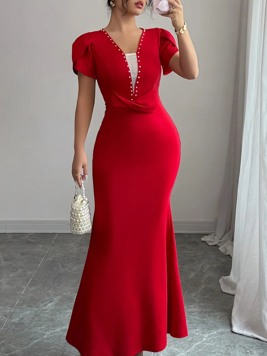 Petal Sleeve Mermaid Maxi Dress