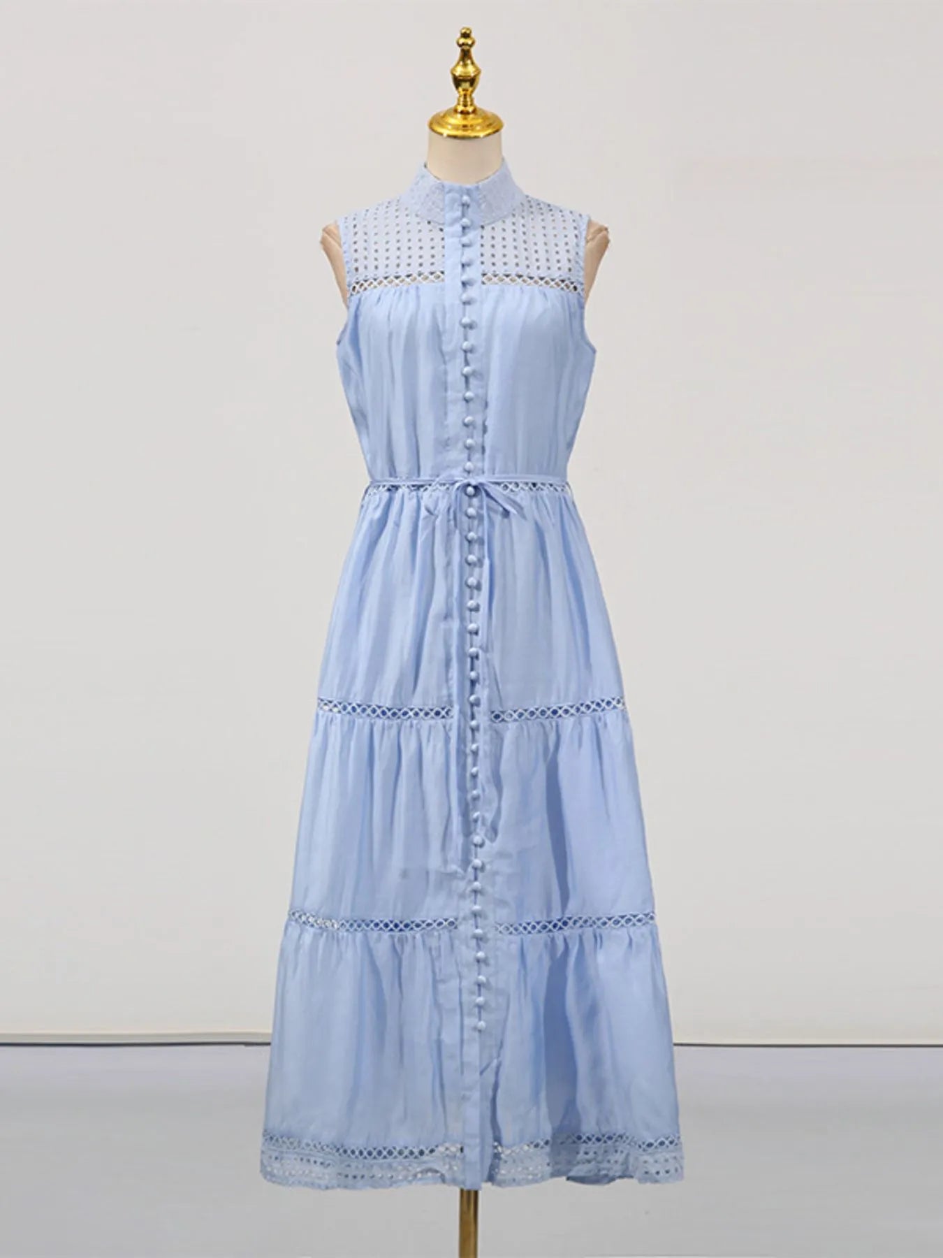 Hollow Out Sleeveless Midi Dress