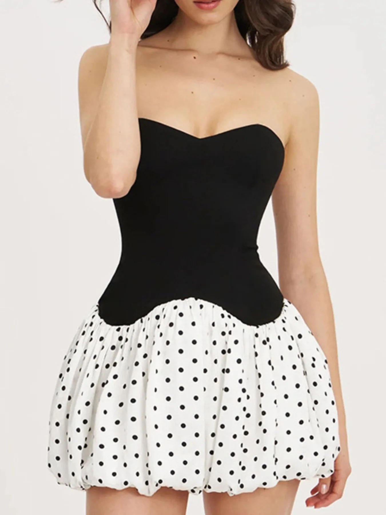 Sweetheart Neck Polka Dot Tube Mini Dress