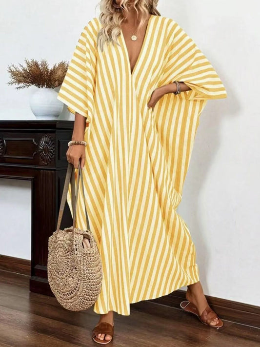 Striped V-Neck Maxi Dress