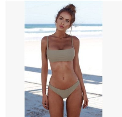 Swimsuit Sexy Split Strap Solid Color Bikini