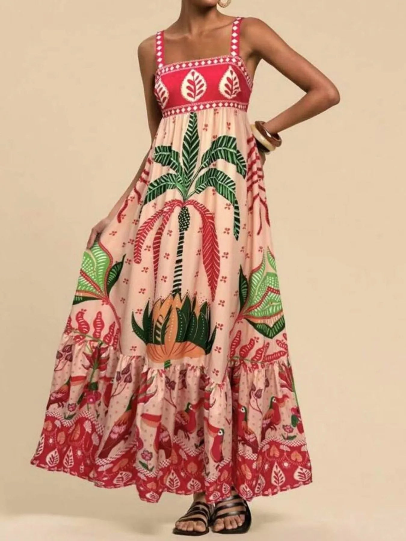 Tropical Print Maxi Cami Dress