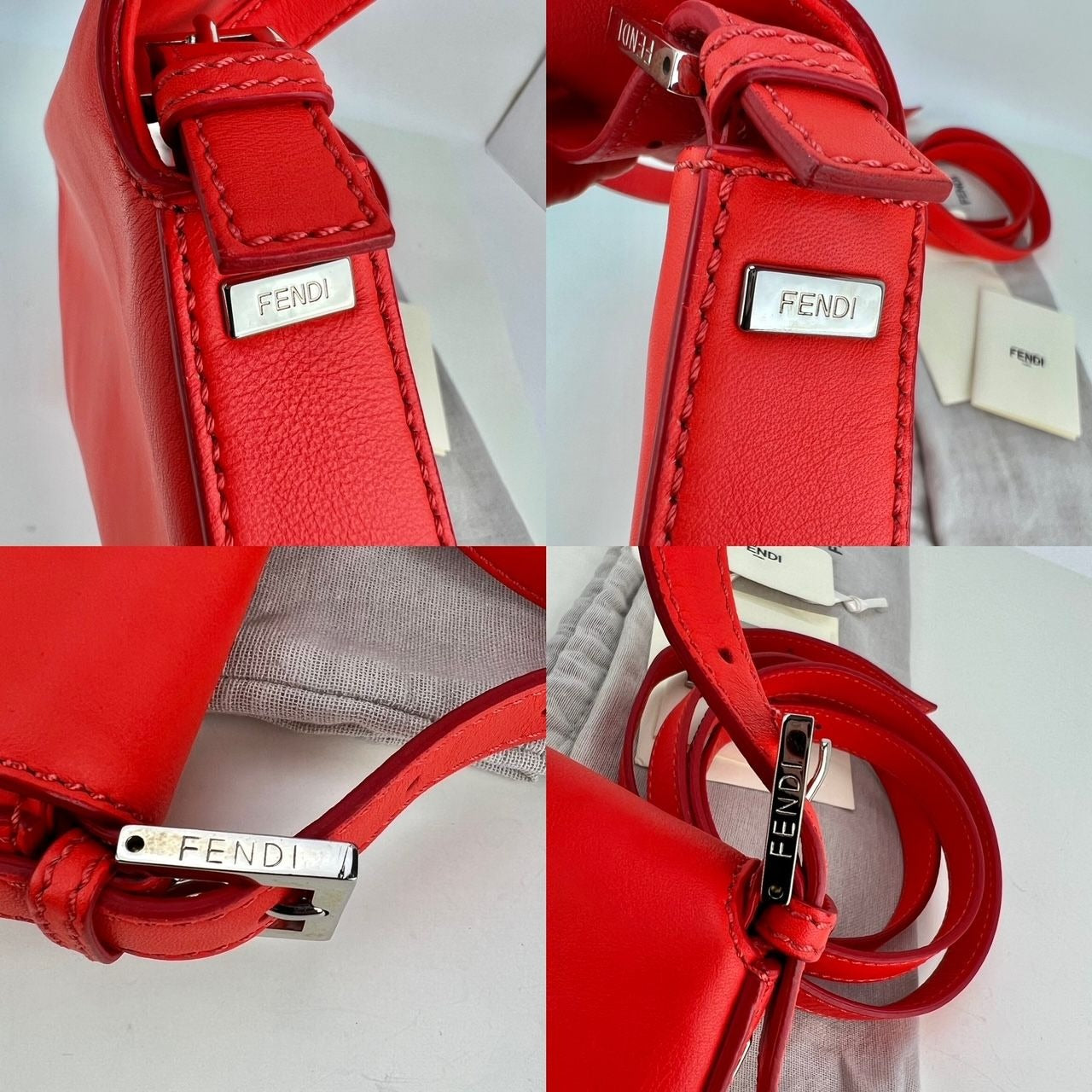 Fendi Vitello Baguette Papavero Sac à main à bandoulière