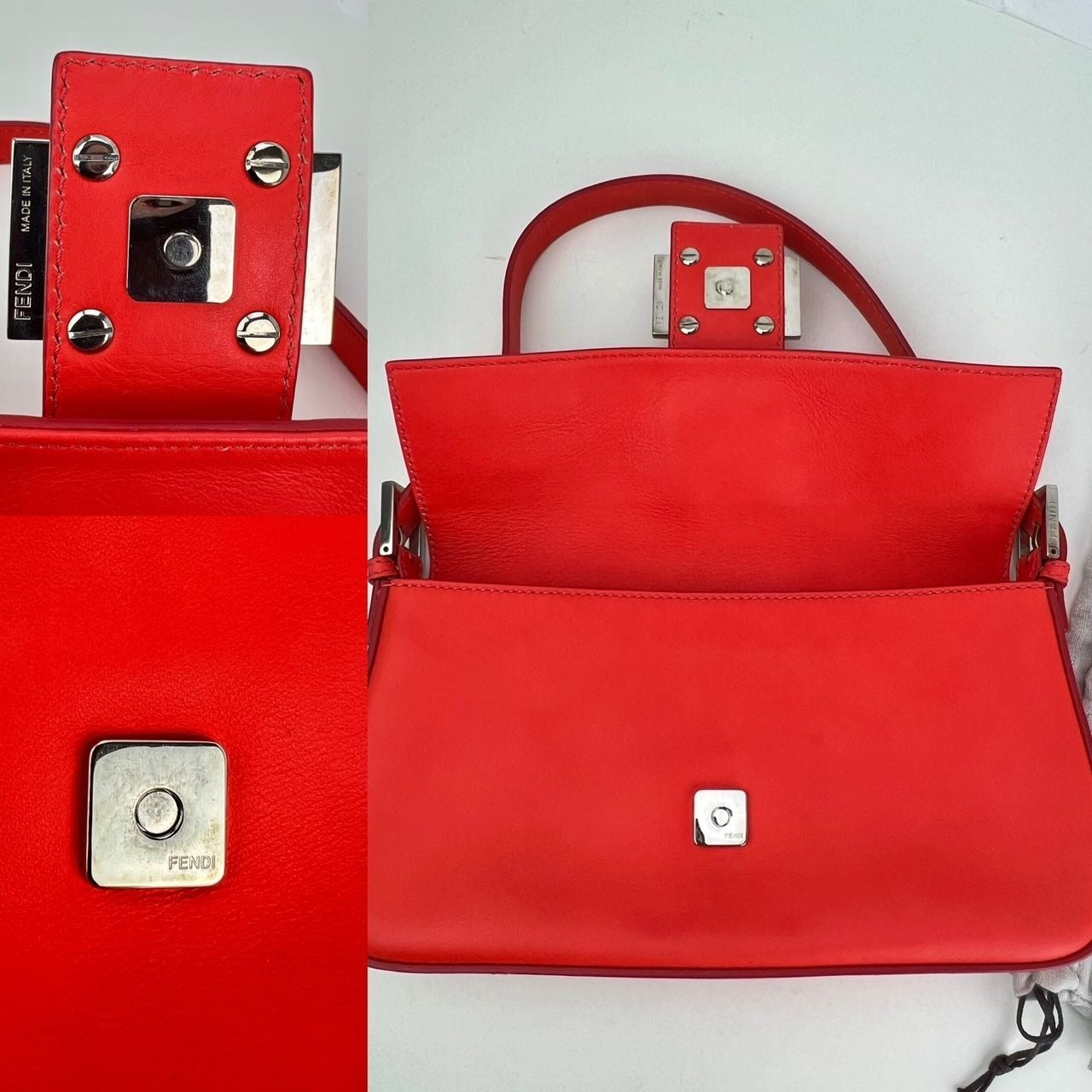 Fendi Vitello Baguette Papavero Sac à main à bandoulière