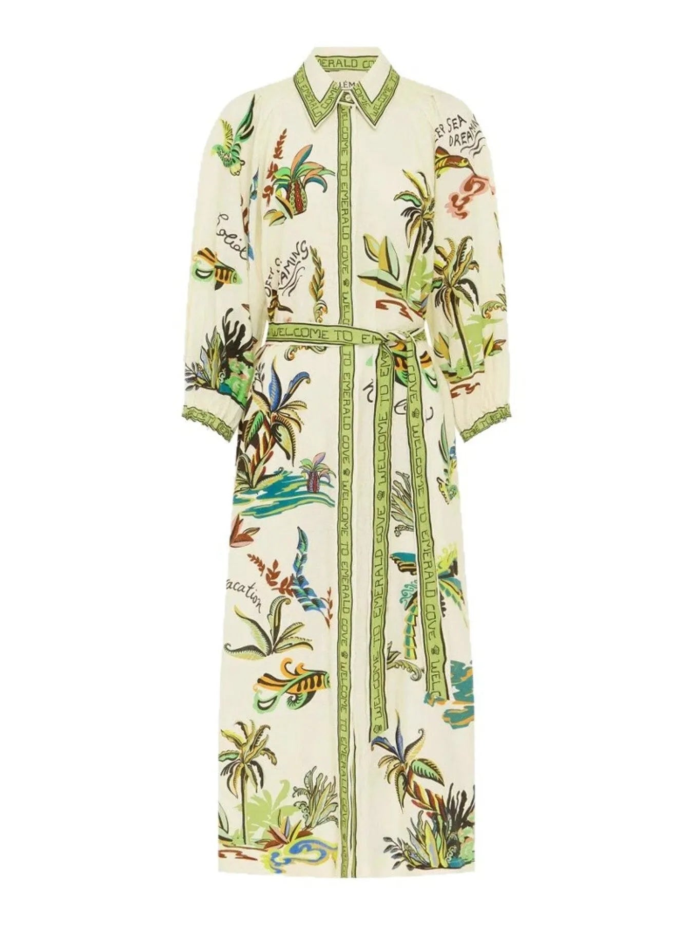 Printed Button Up Long Sleeve Shirt Dress