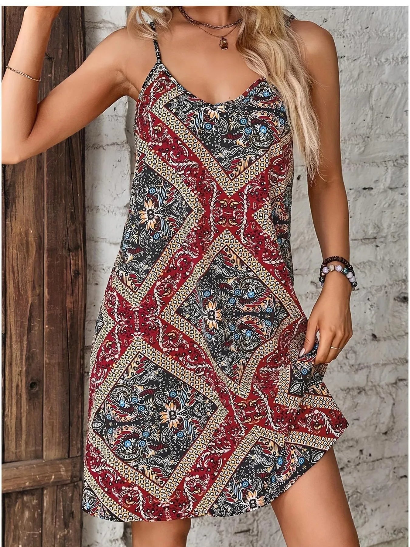 Striped V-Neck Cami Dress