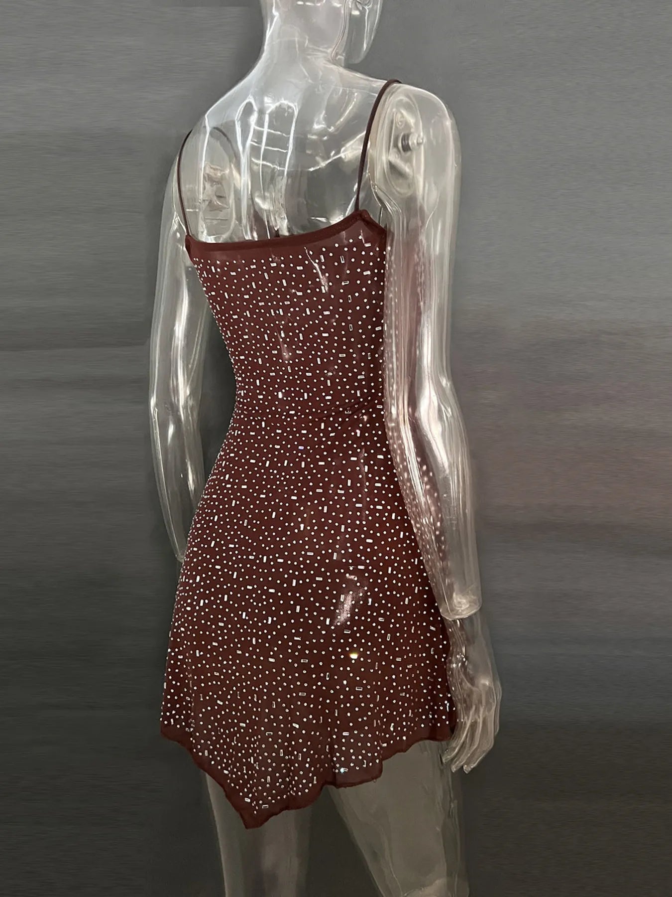Rhinestone Decor Mini Cami Dress