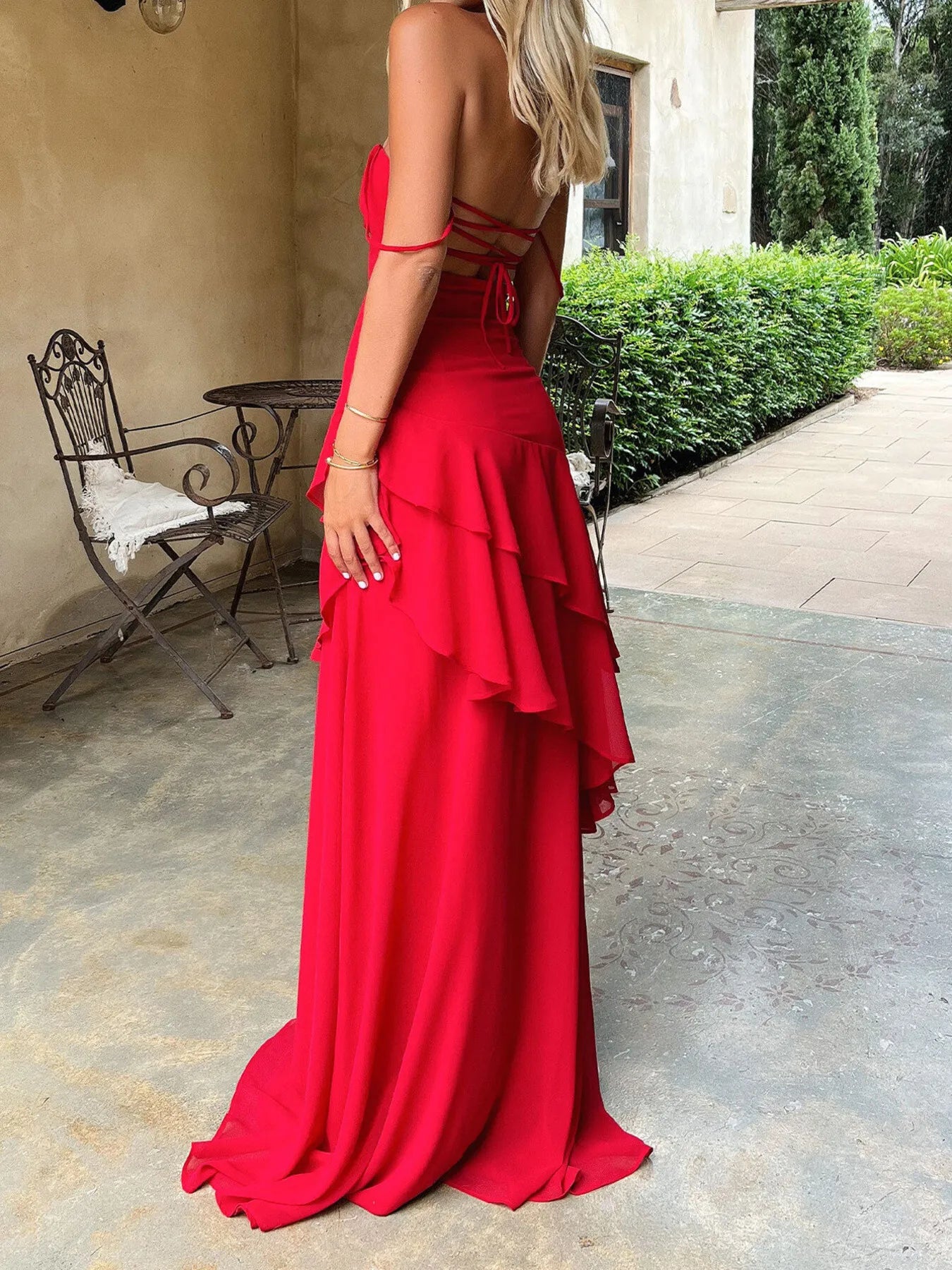 Sweetheart Neck Ruffled Maxi Cami Dress