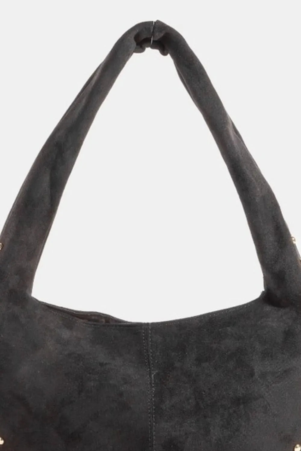 Fame Metallic Studded Faux Suede Shoulder Bag Black